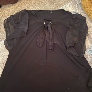 Elegant Black Sheer Sleeve Top